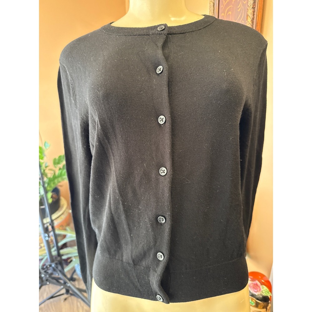 HM Black Crewneck Button Down Cardigan Sweater Small